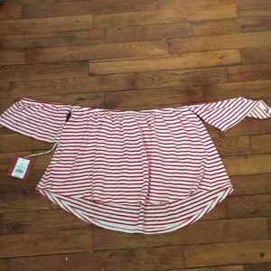 Striped off the shoulder crop top